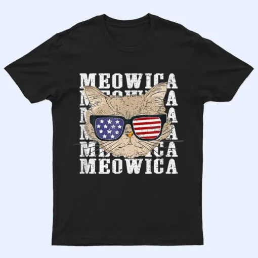 Meowica 4H Of July Kitty Cat For Men Boy Girl T Shirt