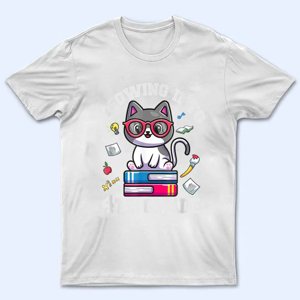 Meowing Into 4H Grade Funny Back O School Cat Lovers T Shirt Meowing Into 4H Grade Funny Back O School Cat Lovers T Shirt