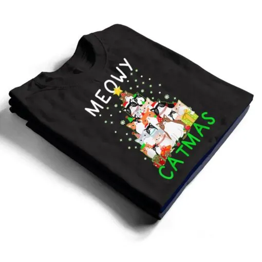 Meowy Catmas Cat Christmas Tree Xmas T Shirt