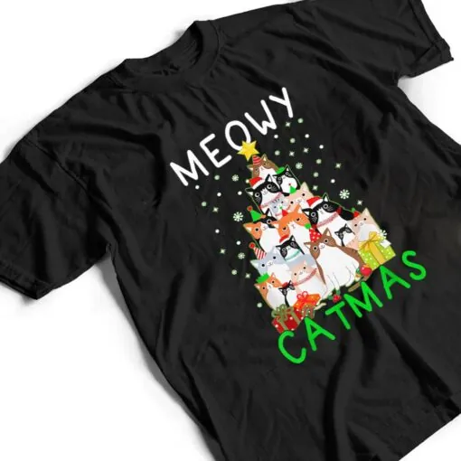 Meowy Catmas Cat Christmas Tree Xmas T Shirt