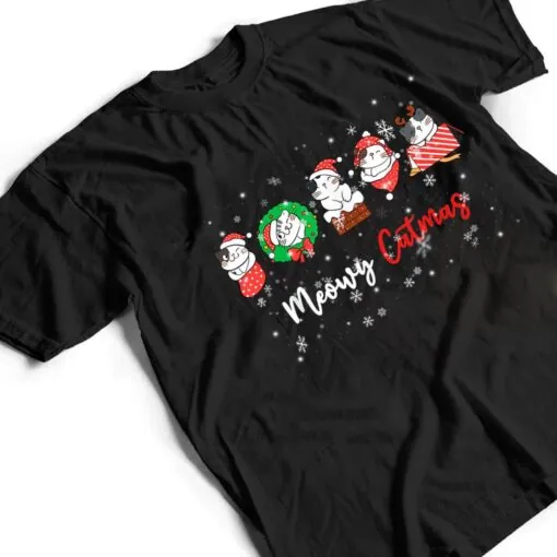 Meowy Catmas Funny Christmas Cat Kitten Lover Kids Mom Dad T Shirt