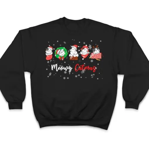 Meowy Catmas Funny Christmas Cat Kitten Lover Kids Mom Dad T Shirt