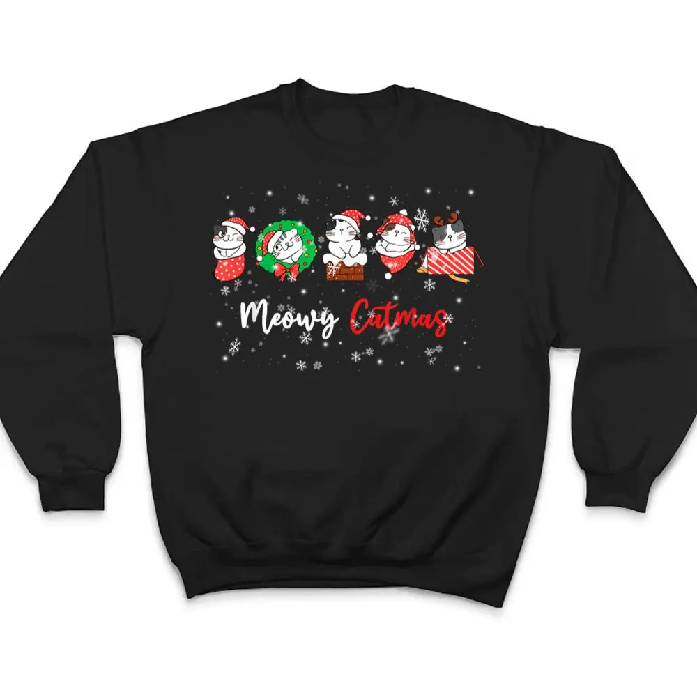 Meowy-Catmas-Funny-Christmas-Cat-Kitten-Lover-Kids-Mom-Dad-T-Shirt-4 Meowy Catmas Funny Christmas Cat Kitten Lover Kids Mom Dad T Shirt