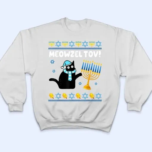 Meowzel Tov Chanukah Jewish Black Cat Hanukkah T Shirt