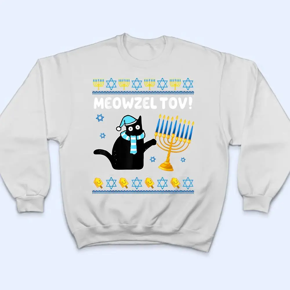 Meowzel-Tov-Chanukah-Jewish-Black-Cat-Hanukkah-T-Shirt-4 Meowzel Tov Chanukah Jewish Black Cat Hanukkah T Shirt