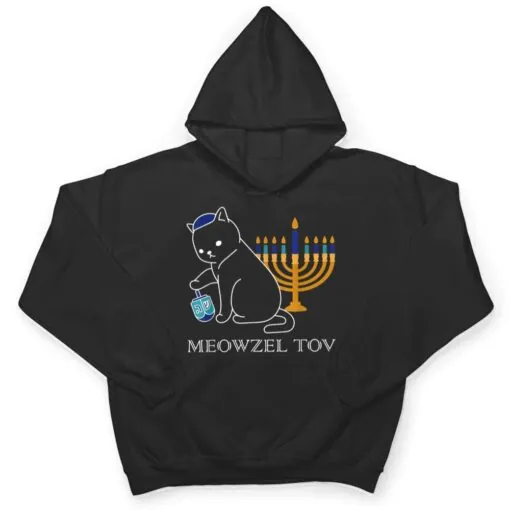 Meowzel Tov Cute Cat Mazel Tov Menorah Funny Hanukkah T Shirt