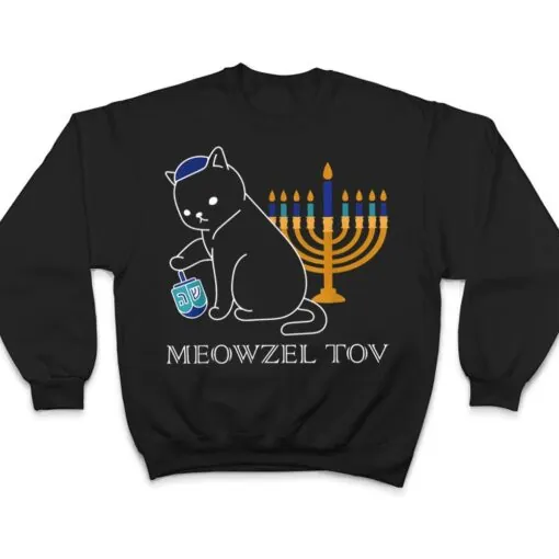 Meowzel Tov Cute Cat Mazel Tov Menorah Funny Hanukkah T Shirt