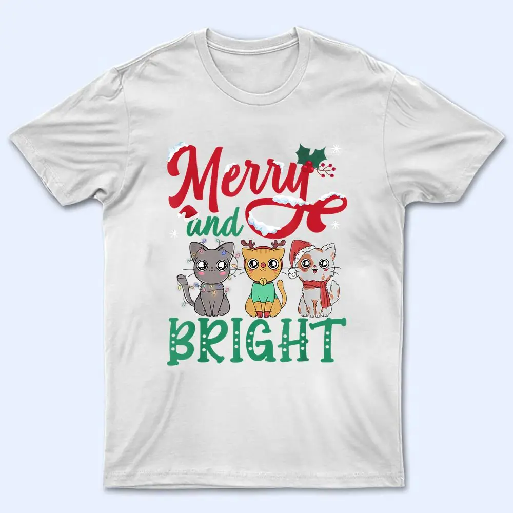 Merry And Bright Cat Christmas T Shirt Merry And Bright Cat Christmas T Shirt