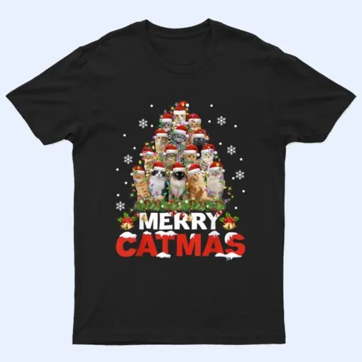 Merry Catmas Cat Christmas Pajamas X-mas T Shirt