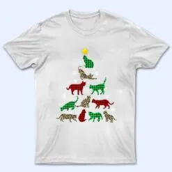 Merry Catmas Christmas Xmas Tree Leopard Plaid Cat Lover T Shirt
