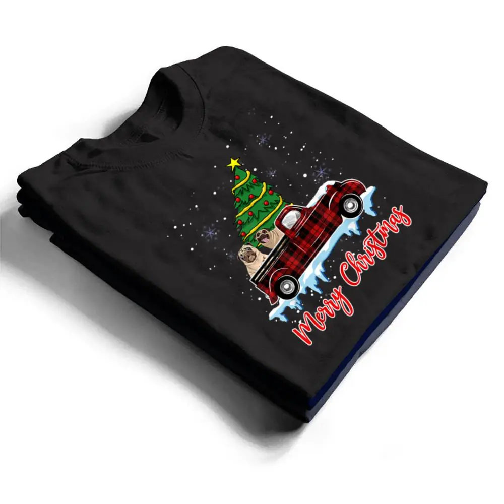 Merry-Christmas-Bulldog-Xmas-Plaid-Red-Truck-Tree-on-Car-T-Shirt-1 Merry Christmas Bulldog Xmas Plaid Red Truck Tree on Car T Shirt