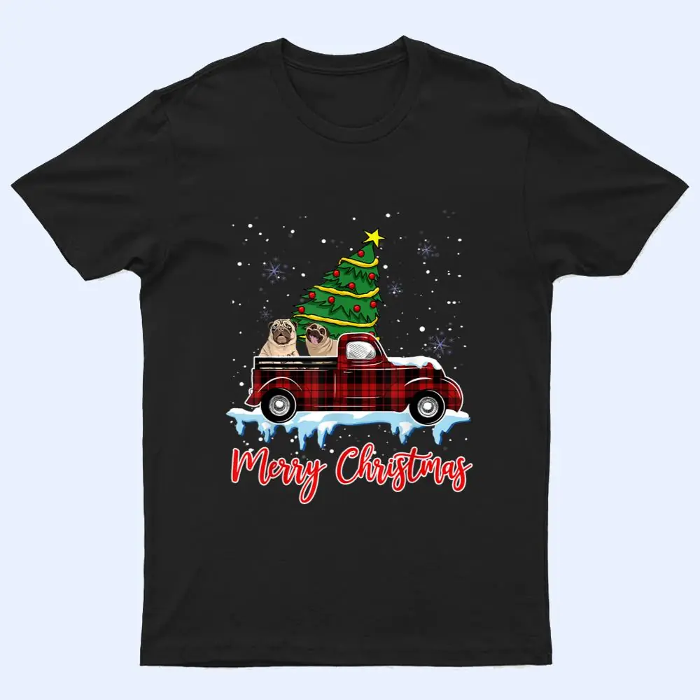 Merry Christmas Bulldog Xmas Plaid Red Truck Tree on Car T Shirt Merry Christmas Bulldog Xmas Plaid Red Truck Tree on Car T Shirt