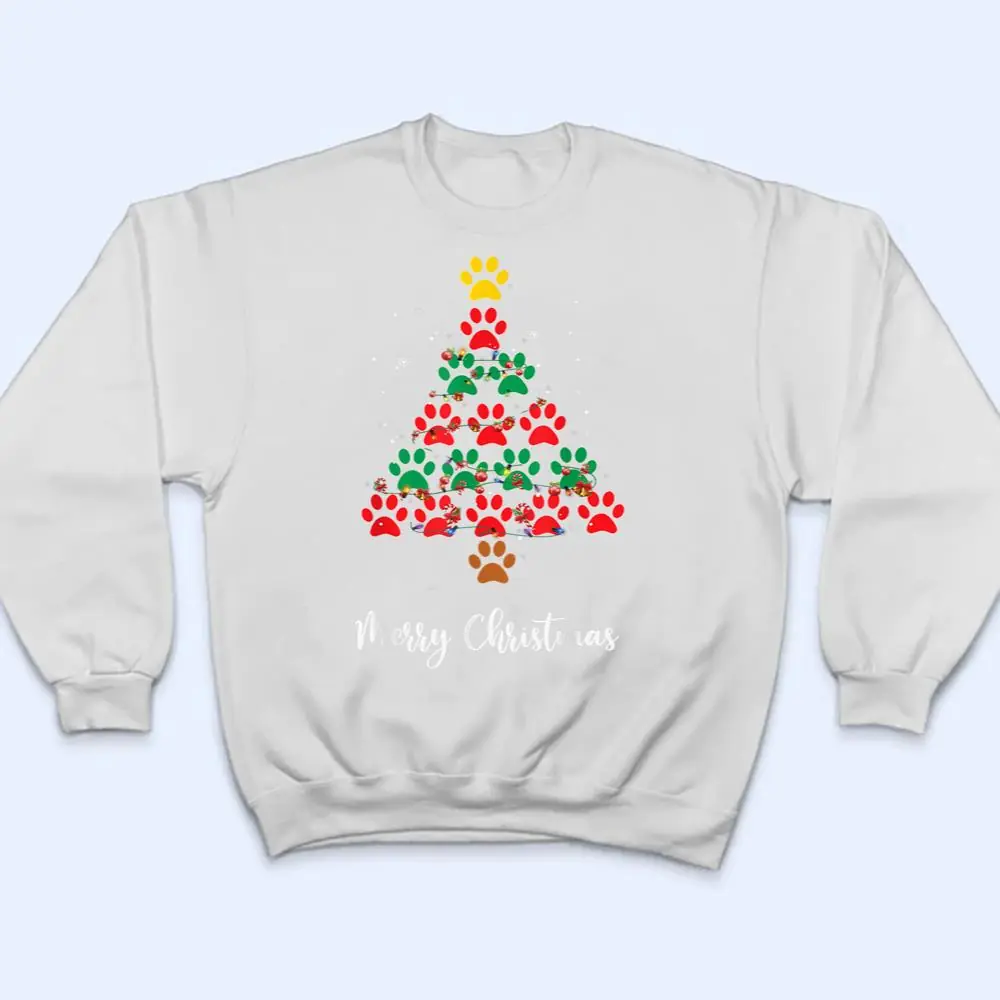 Merry-Christmas-Dog-Cat-Paw-Print-Tree-Xmas-Lover-Pajamas-T-Shirt-4 Merry Christmas Dog Cat Paw Print Tree Xmas Lover Pajamas T Shirt