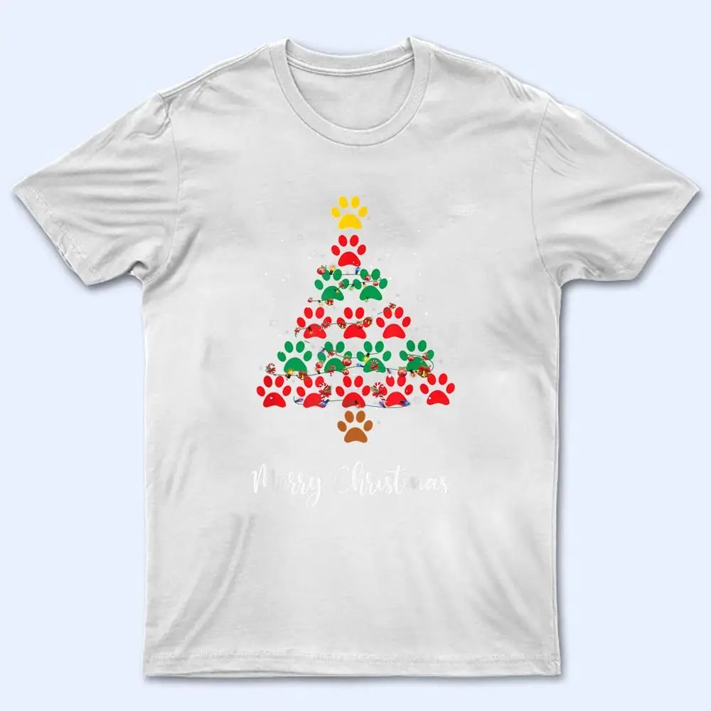 Merry Christmas Dog Cat Paw Print Tree Xmas Lover Pajamas T Shirt Merry Christmas Dog Cat Paw Print Tree Xmas Lover Pajamas T Shirt
