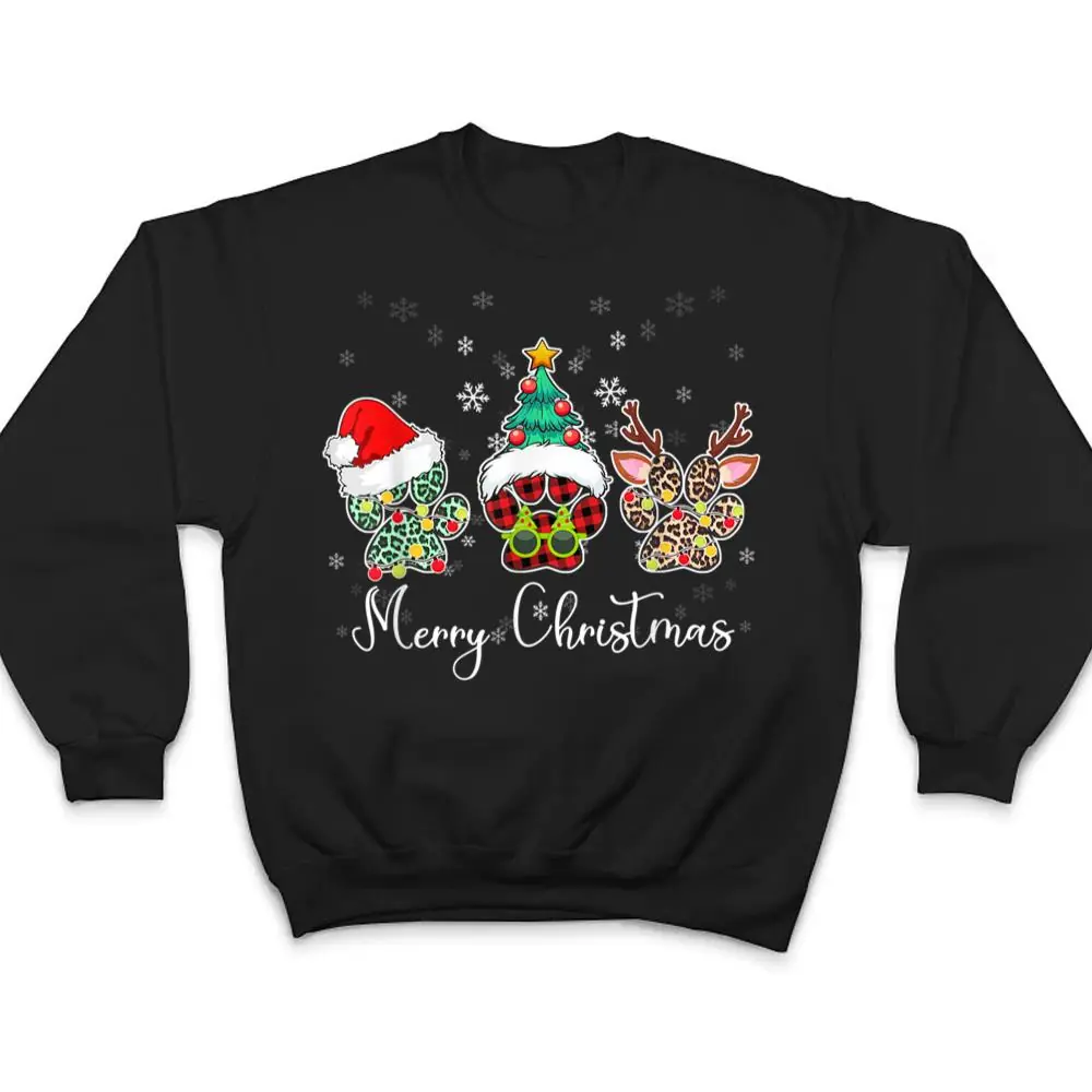 Merry-Christmas-Dog-Paw-Costume-Leopard-Plaid-T-Shirt-4 Merry Christmas Dog Paw Costume Leopard Plaid T Shirt