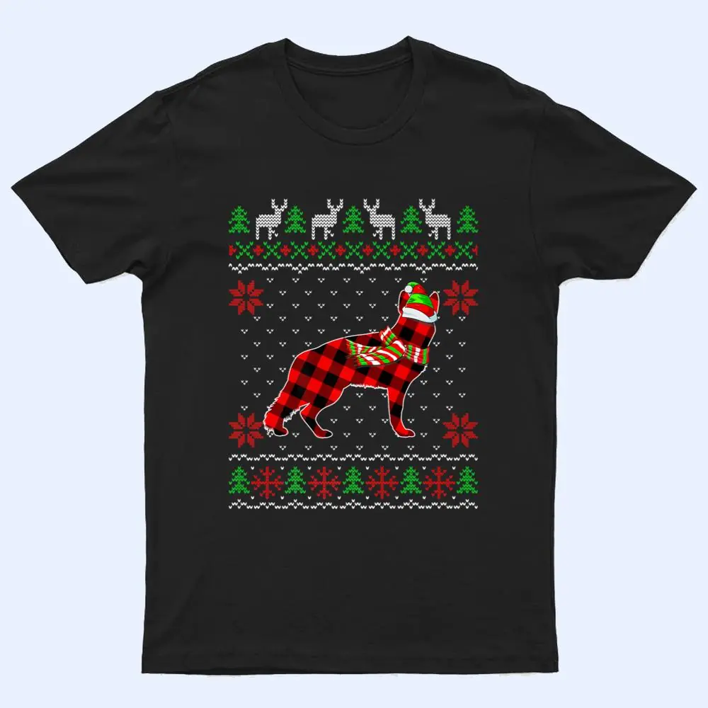 Merry Christmas German Shepherd Dog Ugly Xmas Red Plaid T Shirt Merry Christmas German Shepherd Dog Ugly Xmas Red Plaid T Shirt
