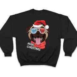 Merry Christmas Pug Dog Santa Hat sunglasses Xmas T Shirt Merry Christmas Pug Dog Santa Hat sunglasses Xmas T Shirt