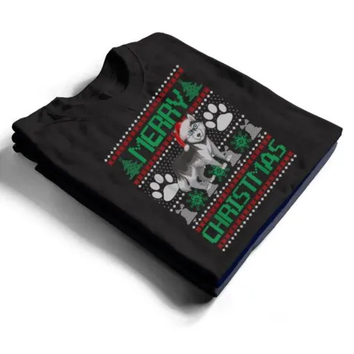 Merry Christmas Siberian Husky Funny Xmas Pajama Dog T Shirt