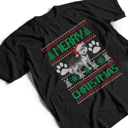 Merry Christmas Siberian Husky Funny Xmas Pajama Dog T Shirt