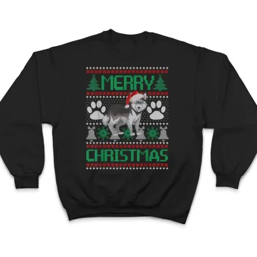 Merry Christmas Siberian Husky Funny Xmas Pajama Dog T Shirt