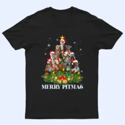 Merry Pitmas Pitbull Dog Ugly Christmas Tree Dogs T Shirt