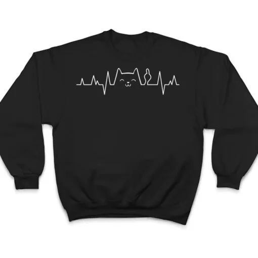 Middelfinger Cat Heartbeat ECG Electrocardiogram Cardiogram Premium T Shirt