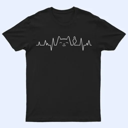 Middelfinger Cat Heartbeat ECG Electrocardiogram Cardiogram Premium T Shirt