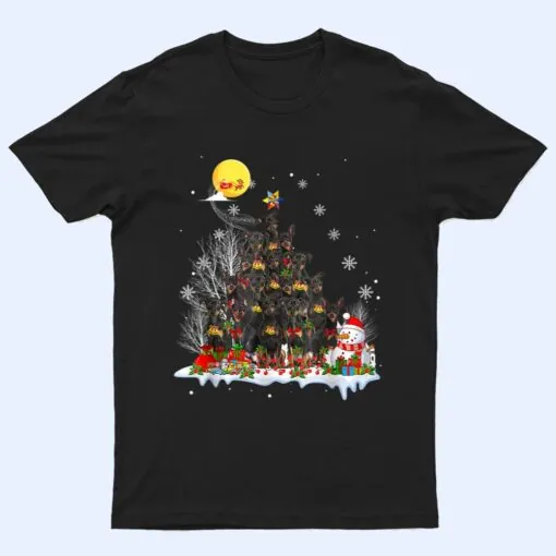 Miniature Pinscher Dog Lover Matching Santa Christmas Tree T Shirt