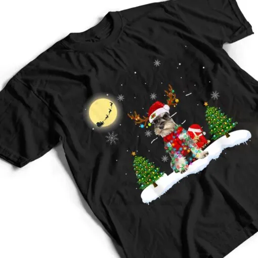 Miniature Schnauzer Christmas Lights Santa Xmas Dog Lover T Shirt