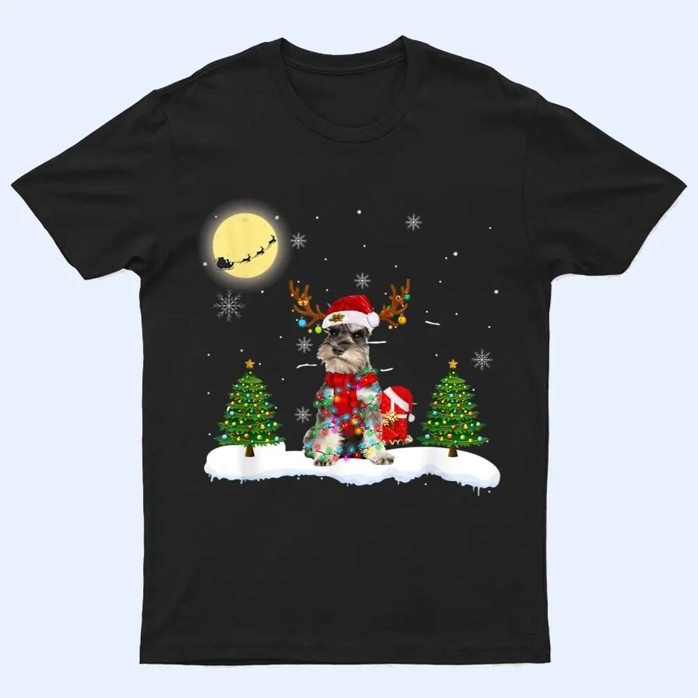 Miniature Schnauzer Christmas Lights Santa Xmas Dog Lover T Shirt Miniature Schnauzer Christmas Lights Santa Xmas Dog Lover T Shirt