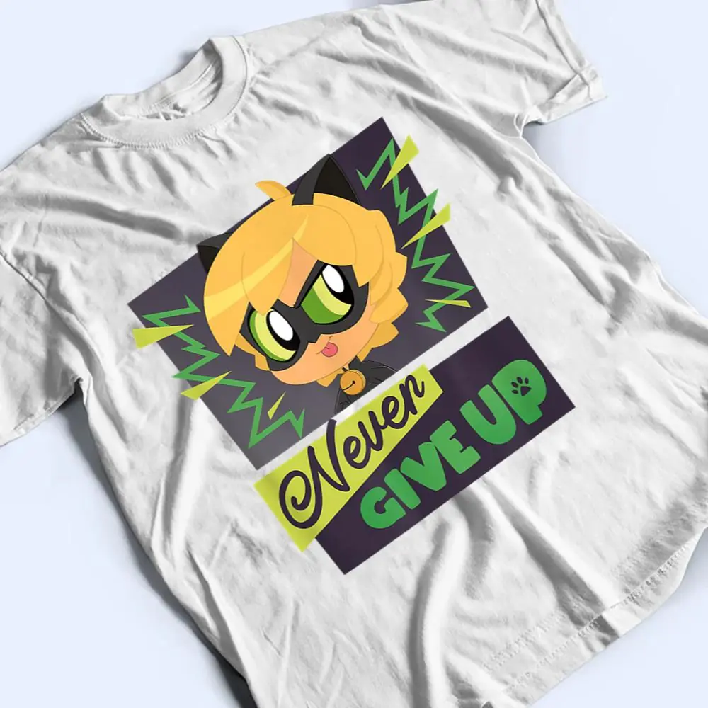Miraculous-Ladybug-Chibi-Collection-Cat-Noir-Never-Give-Up-T-Shirt-2 Miraculous Ladybug Chibi Collection Cat Noir Never Give Up T Shirt