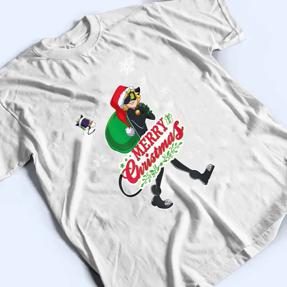 Miraculous-Ladybug-Merry-Christmas-from-Cat-Noir-T-Shirt-2 Miraculous Ladybug Merry Christmas from Cat Noir T Shirt