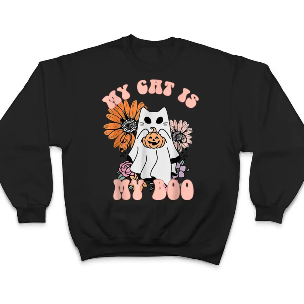 My-Cat-Is-My-Boo-Floral-Groovy-Ghost-Cat-Spooky-Halloween-T-Shirt-4 My Cat Is My Boo Floral Groovy Ghost Cat Spooky Halloween T Shirt
