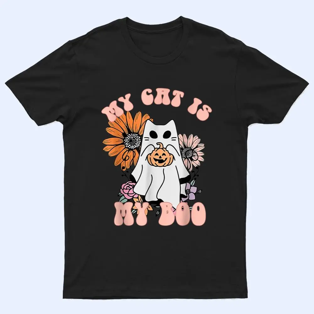 My Cat Is My Boo Floral Groovy Ghost Cat Spooky Halloween T Shirt My Cat Is My Boo Floral Groovy Ghost Cat Spooky Halloween T Shirt