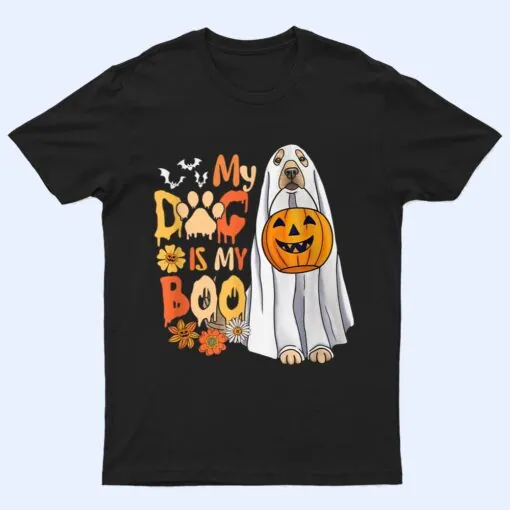 My Dog Is Boo Halloween Cute Dog With Pumpkin Fall Season T Shirt