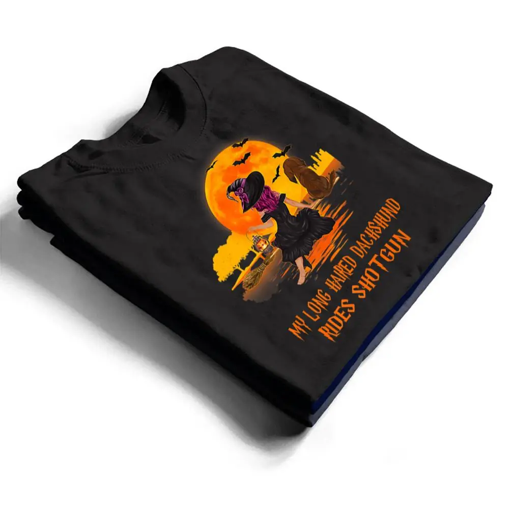 My-Long-Haired-Dachshund-Rides-Shotgun-Dog-Witch-Halloween-T-Shirt-1 My Long Haired Dachshund Rides Shotgun Dog Witch Halloween T Shirt