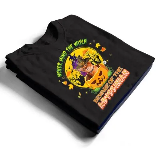 Never Mind He Witch Beware Of Abyssinian Cat Halloween Hat T Shirt