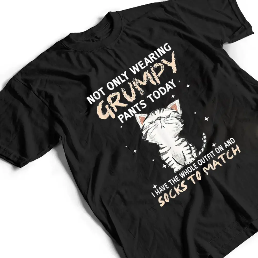 Not-Only-Wearing-Grumpy-Pants-Oday-Sock-O-Match-Cute-Cat-T-Shirt-2 Not Only Wearing Grumpy Pants Oday Sock O Match Cute Cat T Shirt