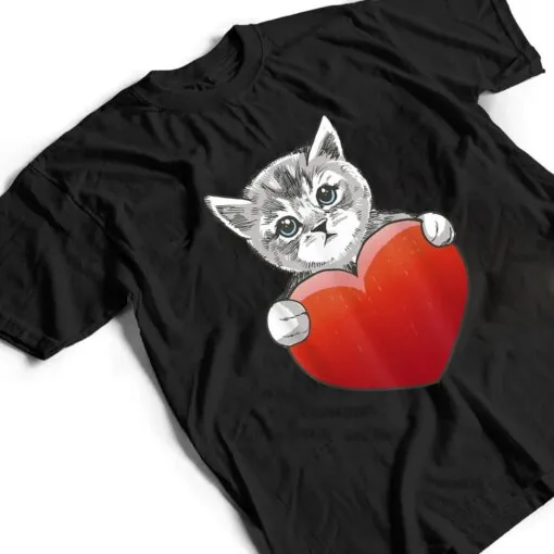 Official Grey Cat Heart Valentine's Day Cute Kitten Cat Mom T Shirt