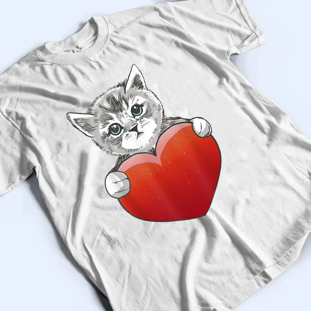 Official-Grey-Cat-Heart-Valentines-Day-Cute-Kitten-Cat-Mom-T-Shirt-2 Official Grey Cat Heart Valentine's Day Cute Kitten Cat Mom T Shirt