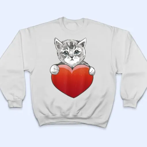 Official Grey Cat Heart Valentine's Day Cute Kitten Cat Mom T Shirt