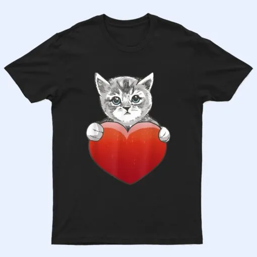 Official Grey Cat Heart Valentine's Day Cute Kitten Cat Mom T Shirt