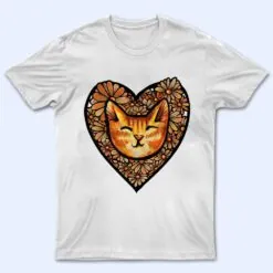 Orange Tiger Stripe Cat Heart Art flower Premium T Shirt