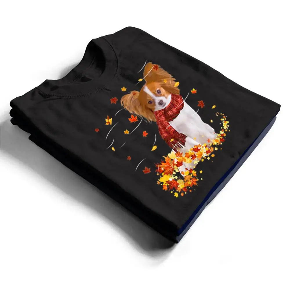 Papillon-Fall-Scarf-Dogs-Autumn-Leaves-T-Shirt-1 Papillon Fall Scarf - Dogs Autumn Leaves T Shirt