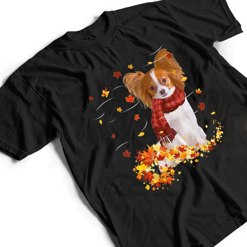 Papillon-Fall-Scarf-Dogs-Autumn-Leaves-T-Shirt-2 Papillon Fall Scarf - Dogs Autumn Leaves T Shirt