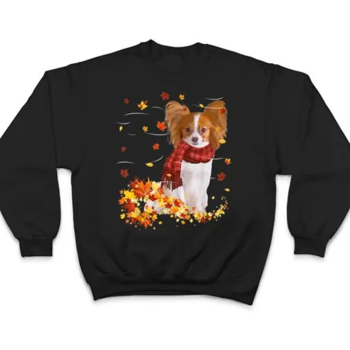 Papillon Fall Scarf - Dogs Autumn Leaves T Shirt