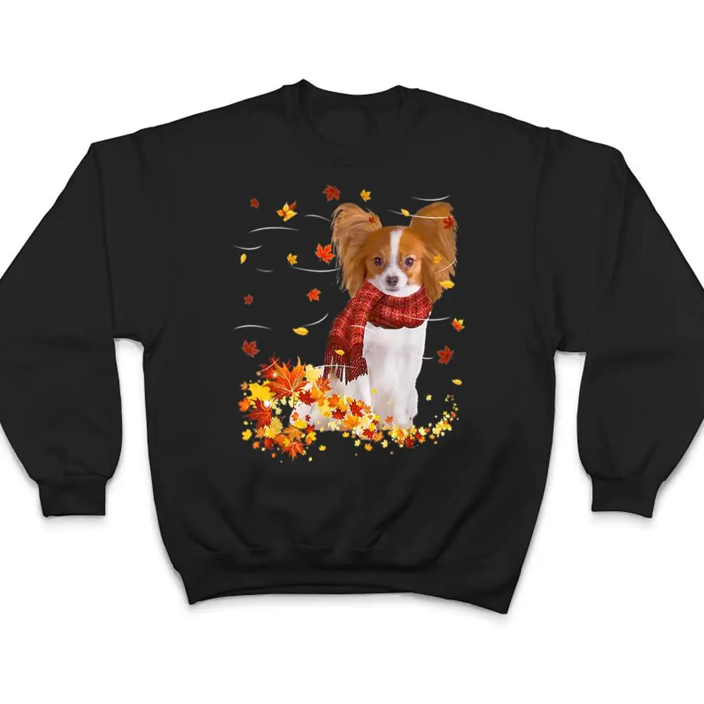 Papillon-Fall-Scarf-Dogs-Autumn-Leaves-T-Shirt-4 Papillon Fall Scarf - Dogs Autumn Leaves T Shirt