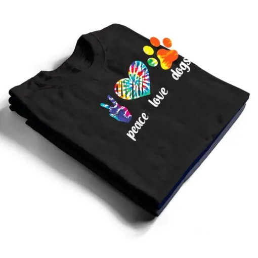 Peace Love Dogs Paws Tie Dye Rainbow Animal Rescue T Shirt