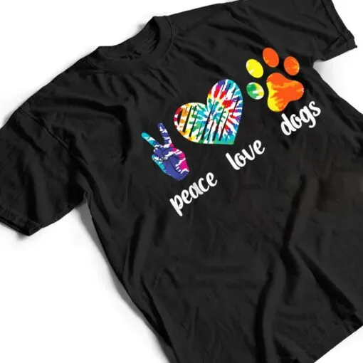 Peace Love Dogs Paws Tie Dye Rainbow Animal Rescue T Shirt