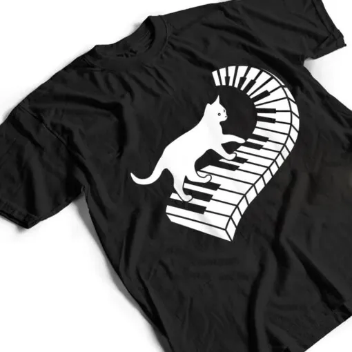 Piano Cat Funny Piano Player Musician Keyboard Pianist Cat T Shirt